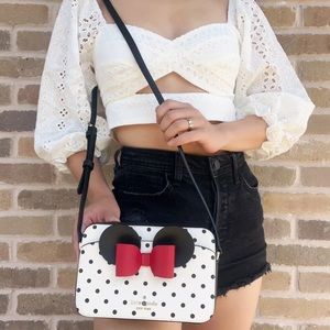 Kate Spade X Disney Minnie Mouse Ear White Polka Dot Crossbody Camera Bag